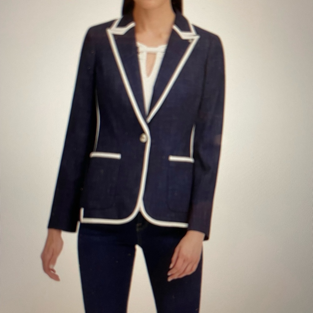 Tommy Hilfiger one button piped blazer in Indigo color